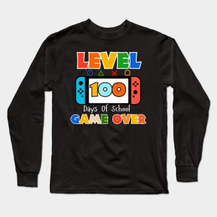 100 Days of school Game Over Boys Unlocked Gamer Video Games Long Sleeve T-Shirt